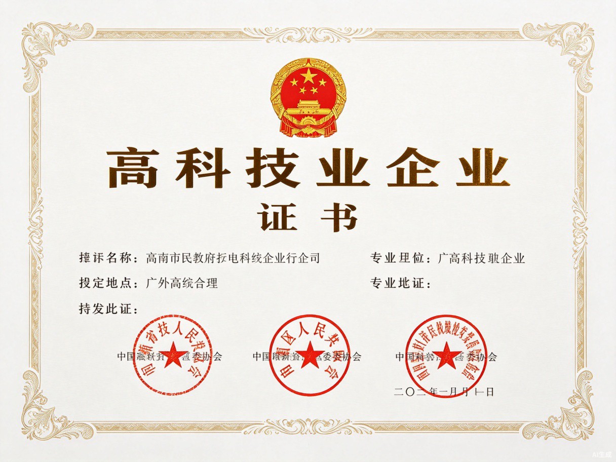 高新技术企业证书